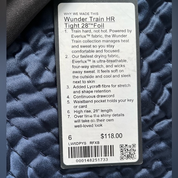Lululemon Wunder Train HR 28” Special Edition Black Shine Foil - size 6 - Picture 7 of 10
